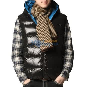 Markless2011新款两面穿连帽短款羽绒拉链马甲YR11313M 蓝色黑色 XXXL