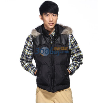 IZOD 90%白鸭绒冬季新品拼接多口袋男士马甲 2061911401200 黑色 XXL(185/102A)