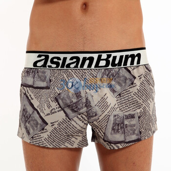 Asianbum春季新款抗皱特丽纶复古男士内裤平角宽松阿罗裤居家短裤 H6412A 花灰 XL