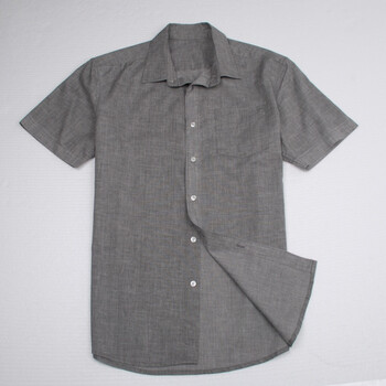 Markless夏装商务休闲男士亚麻短袖衬衫CS1128M2灰色185/XXL