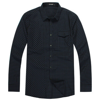 MR.ZERO 秋装新品 小方格全棉时尚修身商务休闲长袖衬衫 AGA0001 08 蓝色 XXL