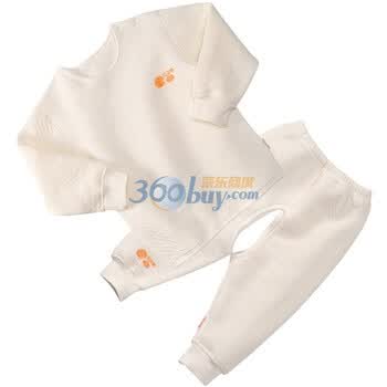 贝贝怡（bornbay）BB106-202 宝宝服 开扣上衣开档裤 婴儿童装内衣套装 米白 90码