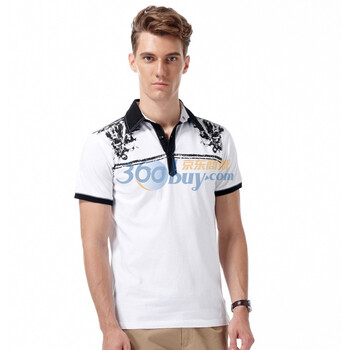 普派PUPAI男士修身休闲短袖POLO 舒适后肩透气衬布POLO衫MP37C1 白色 XXL