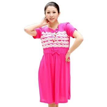 莱薇妈咪 夏款韩版孕妇装孕妇裙96310 玫红色M