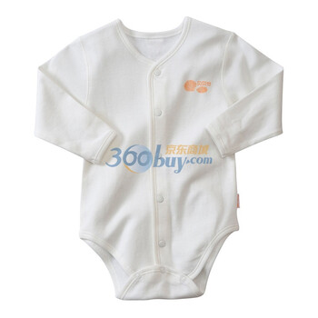 贝贝怡 BB711纯棉宝宝春装 爬服/哈衣 前开扣包屁衣 米白 86码