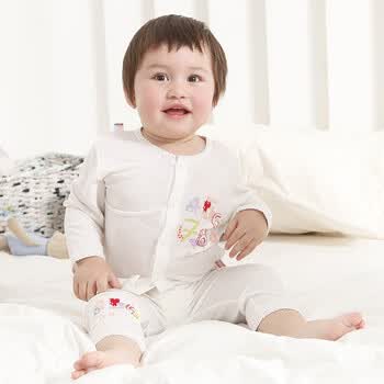 安宝儿 新生儿内衣套装婴儿单面天丝开胸内衣套 睡衣服饰宝宝衣服打底衫 粉红 60M/120cm