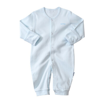 贝贝怡（bornbay） BA018 宝宝服 前开扣连体衣 婴儿童装内衣 浅蓝色 92码
