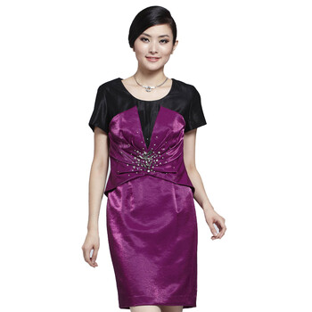 YINER音儿影儿2012夏款新品OL气质紫色连衣裙服饰 紫色80615430 紫色 xl