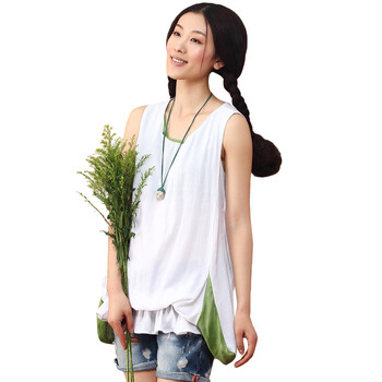 INMAN茵曼2012夏装新款圆领侧边口袋皱褶无袖女衬衫822014271 蓝色 L