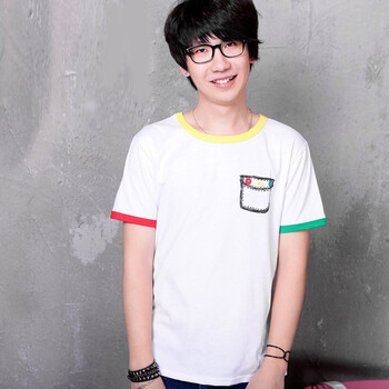 AMH 韩国2012夏装新款男装韩版动物宽松圆领常规袖短袖T恤NN2053 白色 XL
