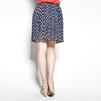 Tomnrabbit 2012日韩女裙系甜美小太阳花雪纺百褶裙短款半身裙打底裙 TM433 藏青 均码