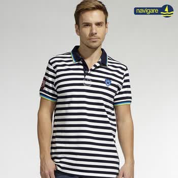 纳维凯尔/navigare 纯棉polo领条纹T恤 A2255209 670深蓝/白 XXXL/56