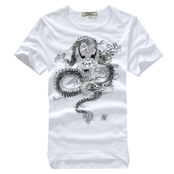 佐肯EingeZogen经典民族风龙印花T恤YT12013C089 白色 XXL