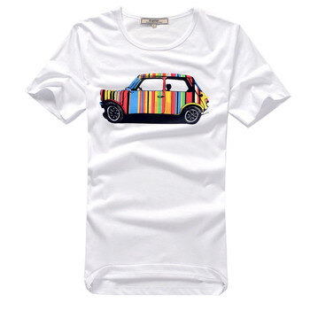 "佐肯EingeZogen复古七彩轿车印花圆领T恤YT12014B032 白色 XXL
