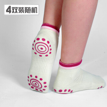 INVACOO 瑜伽袜 运动女袜 女士防滑半毛圈全棉瑜伽袜 硅胶点塑 均码 颜色随机