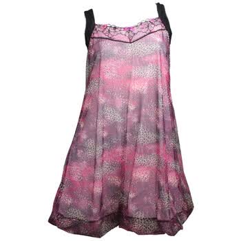 伊维雅/jemis 新夏高档刺绣泡泡吊带睡裙超细竹炭纤维睡衣家居服j10058 豹纹紫 L