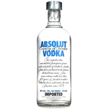 【京东超市】绝对伏特加（Absolut Vodka）洋酒 原味伏特加酒 375ml