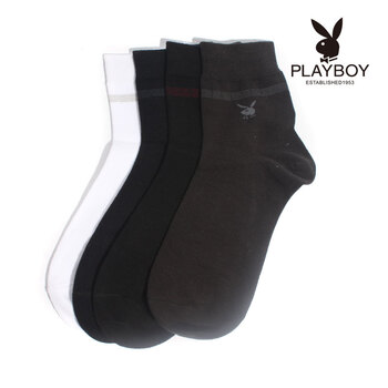 PLAYBOY 花花公子男士精梳棉纯棉提花商务休闲短筒袜子男1100 上青 均码