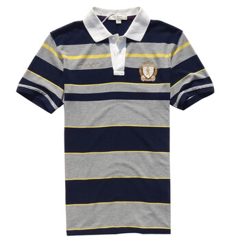 dancingwolves与狼共舞 夏季条纹时尚休闲T恤男装21DW6702 004花灰 185/100A