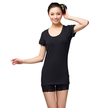 爱帝女式棉莱卡圆领打底衫6125401711【买即送10元京券】 黑色 XL