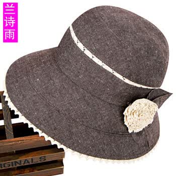 兰诗雨 帽子女夏天太阳帽韩版遮阳帽大沿可折叠防晒棉麻M430042 深咖色 均码