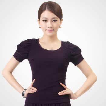 nomi若美专柜春夏新款女装高档蕾丝衫雪纺衫打底上衣16903 深紫 XXL码