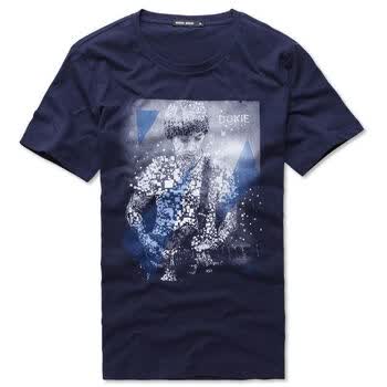 我的速度 WOODSOON 梦幻摇滚 韩版潮流 新品纯棉短袖T恤 男半袖QQ230 深蓝 185/XXL