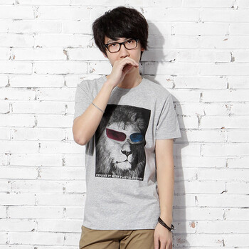 AMH 韩国2012新款夏装韩版男装圆领短袖T恤NX2054 灰色 L