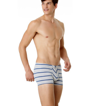 Jockey居可衣 2012春夏新品 男式条纹棉莫代尔平角裤 JJ12121815 617蓝灰色织条 XXL