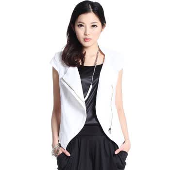 TACERA默语 2012夏季新款女马甲 修身短马甲 侧拉链女士时尚马甲 白色 L
