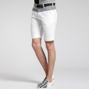 夏季新品 GXG 男士时尚英伦格纹休闲短裤#12122046 黑色 XL