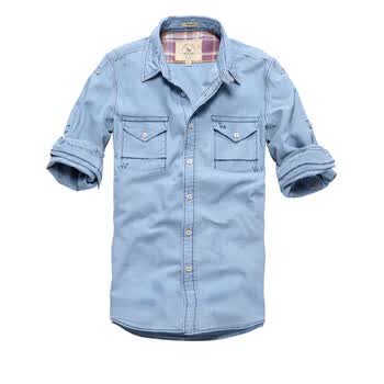 七匹狼SWJEANS男装 净色长袖休闲衬衫171220502201 浅紫蓝 56A 185/100 XXL