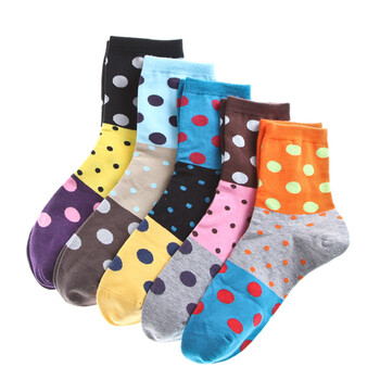 富熙(Fioseta) 时尚精梳棉圆点拼接女棉袜 优质