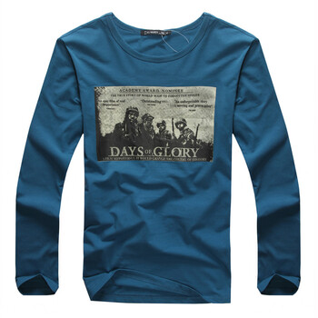 2AM凌晨2点 时尚抽象图案印花靛蓝色长袖休闲