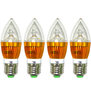 阳邦LED灯泡 尖泡 3W/5W E27大螺口 E14小螺口 暖光 白光 金色4只 5瓦/白光/E14