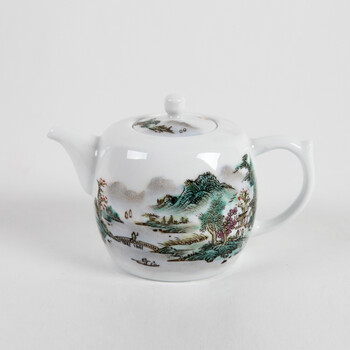 瑧品茶具 陶瓷功夫茶具套装景德镇粉彩手绘山水茶具礼盒装 山高水长