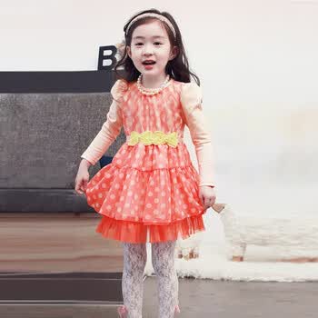Mari an U韩国童装女童网纱连衣裙宝宝圆点双层纯