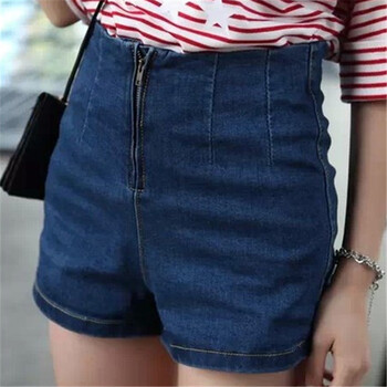 夏季新款复古<em>高腰牛仔短裤</em>女<em>显瘦</em>包臀松紧腰A