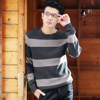翰鹰男羊毛衫2013新款<em>潮男式</em>圆领<em>毛衣</em>男士韩