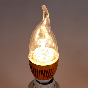 
                                        SHOPP E14螺口小口3W瓦LED球泡蜡烛尾巴节能灯5308-1 正白光源                