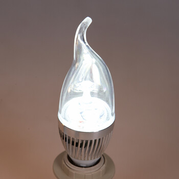 
                                        SHOPP E14螺口小口3W瓦LED球泡蜡烛尾巴节能灯5308-1 正白光源                