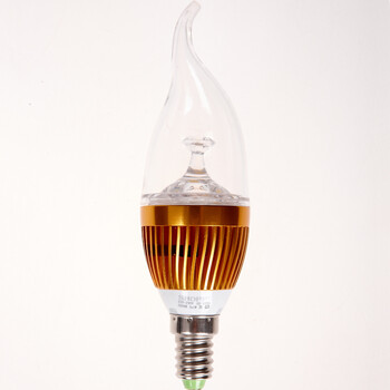 
                                        SHOPP E14螺口小口3W瓦LED球泡蜡烛尾巴节能灯5308-1 正白光源                