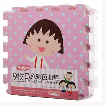 明德小丸子粉色环保耐磨EVA泡沫地垫宝宝爬行垫30*30*1㎝（9片装）爬爬垫 拼块