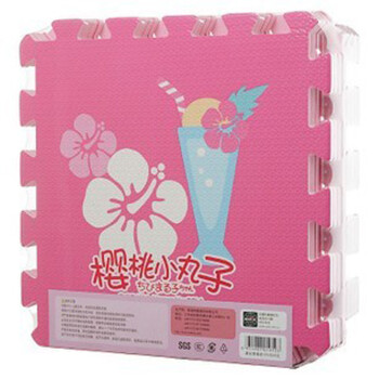 明德小丸子粉色环保耐磨EVA泡沫地垫宝宝爬行垫30*30*1㎝（9片装）爬爬垫 拼块