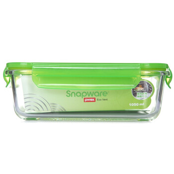康宁Snapware 带气孔耐热玻璃保鲜盒3件套SP-3EV361RC-GR/TB