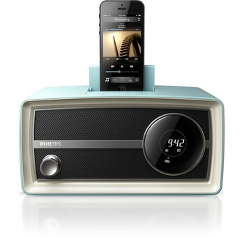 飞利浦（PHILIPS）ORD2105 迷你音响复古收音机 苹果iphone6S/6Plus/5/ipod充电器 音乐底座音箱 蓝色