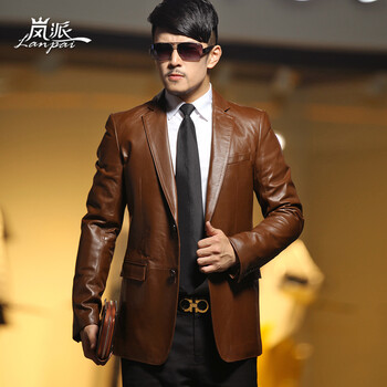 岚派海宁2013秋季真皮<em>皮衣男士</em> 绵羊皮商务休