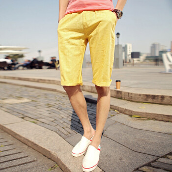 布须曼2014<em>男士</em>松紧<em>休闲沙滩</em>亚麻<em>短裤男士</em>大