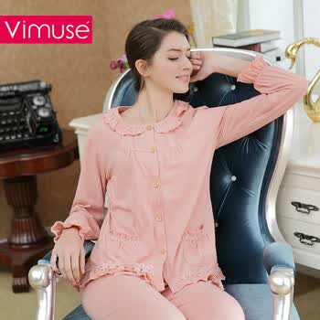 维慕诗VIMUSE+2014春季女士纯棉<em>睡衣</em>波点不