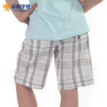 英格里奥 夏装清仓特卖 <em>男大童纯棉</em>韩版格子短